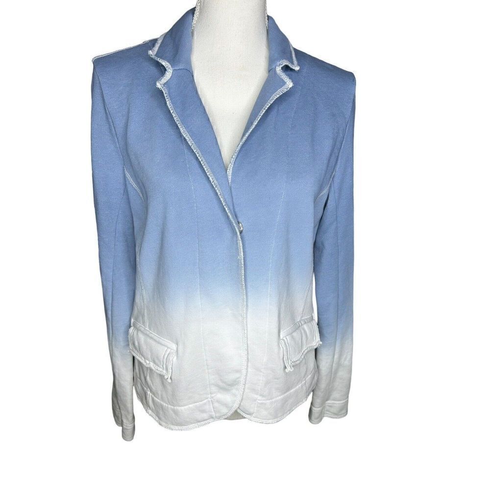 Elliott Lauren Ombre Knit Blazer Chambray Button Up Cardigan Jacket Size Small